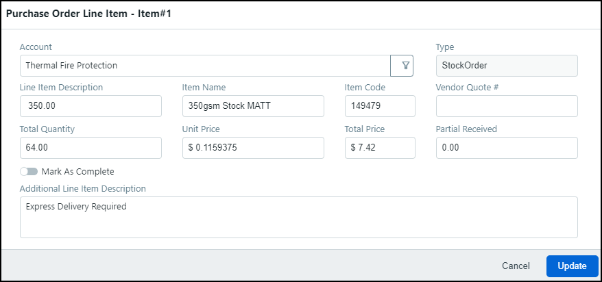 Ordering Stock